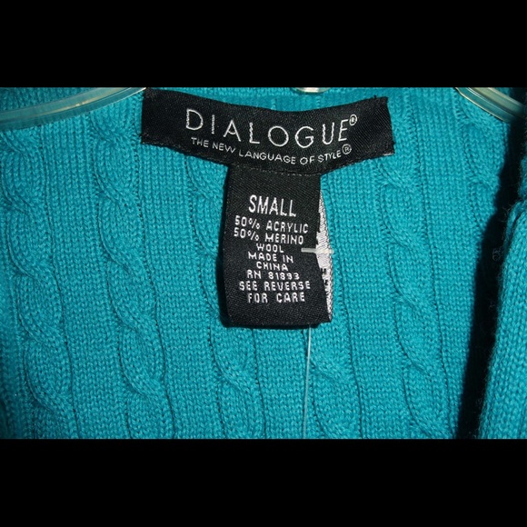 Dialogue Cardigan Sweater- Turquoise Small - Picture 3 of 5